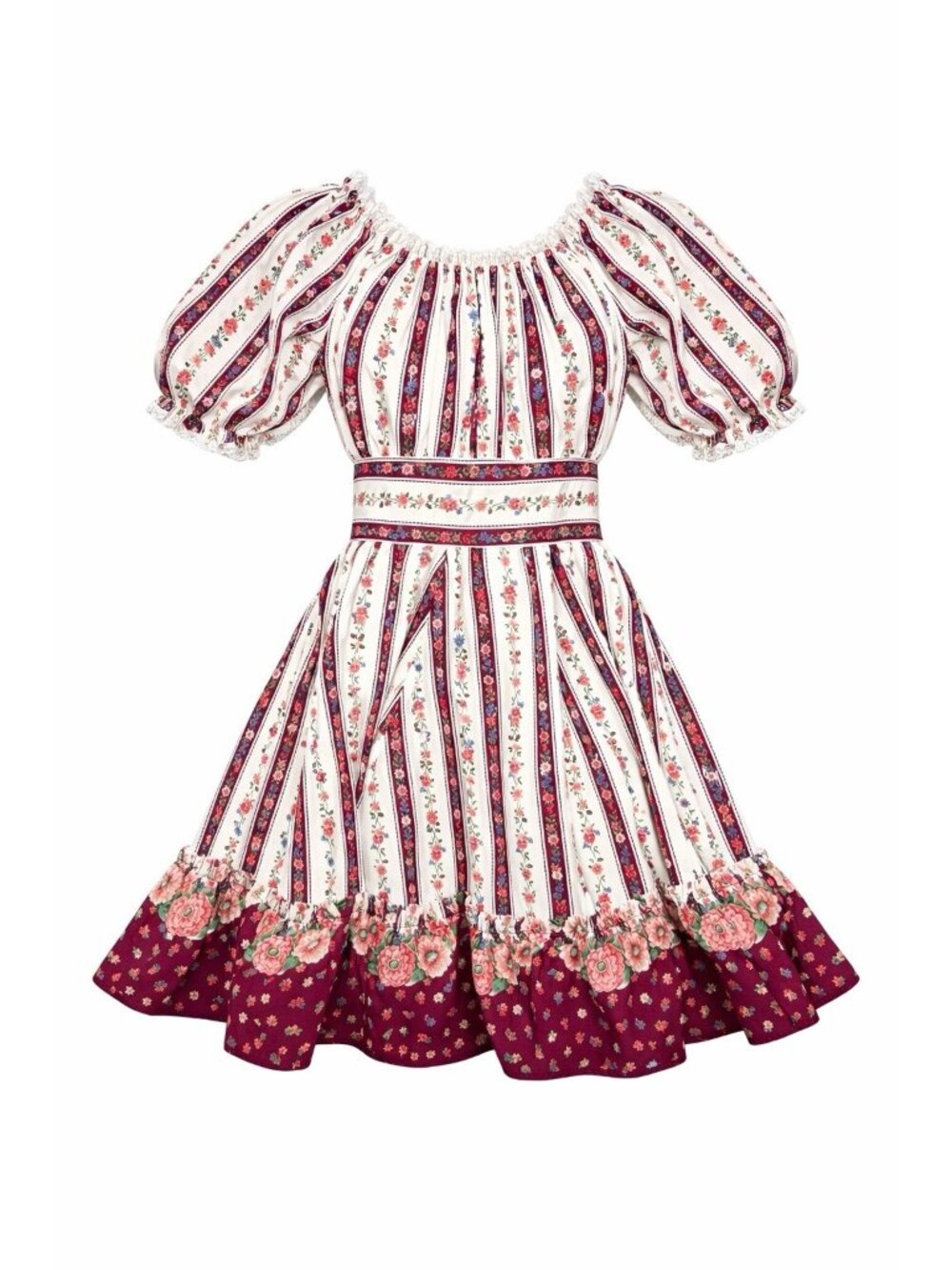 Vintage Prairie Dress Floral Calico Midi Puff Sleeve Cottagecore OOAK